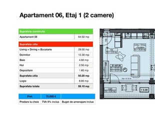 Navodari - Centru, apartamente cu 2 camere, 58 mp, la cheie