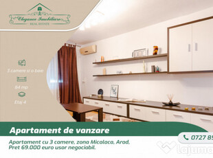 ????Apartament 3 camere cu centrala proprie, zona Micalaca,