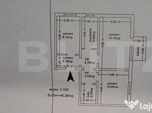 Apartament decomandat cu 3 camere, 48 mp, zona Mircea cel B?