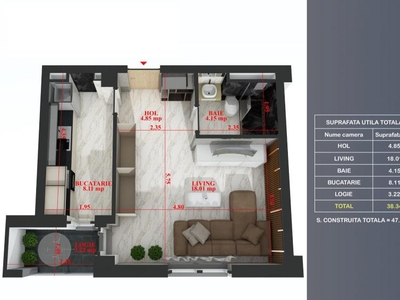 (AP.19/2/BL3) FINALIZAT Garsoniera Titan - Theodor Pallady - Metrou Teclu - Estimobiliar