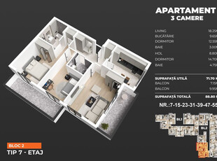 Apartament 3 camere - Sky Garden Pasarela Berceni