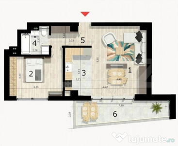 Apartament 2 camere, 58 mp, balcon, cartier Craiovei