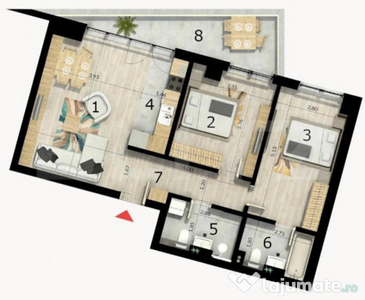 Apartament 3 camere, 99 mp, cartierul Craiovei