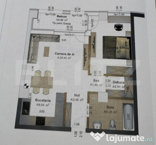 Apartament cu 2 camere, 56.40mp, CONCEPT-9