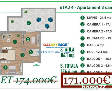 Colentina Apartament 3 camere 86 mpu terasa 56 mp