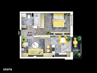 Tomis III - Adamclisi - Apartament cu 3 camere , renovat complet, bloc
