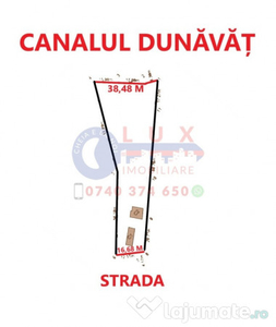 ID 6529 Casa cu teren - Deschidere la CANALUL DUNĂVĂȚ 38,48 ML