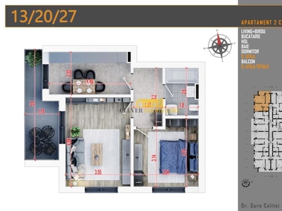 Apartament 2 camere Incalzire prin Pardoseala-Comision 0