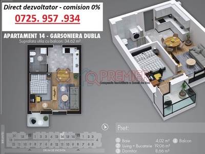 Apartament open space - Metrou Berceni - finisaje lux