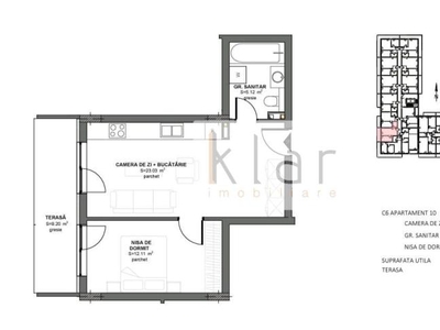 Apartament 2 camere FINISAT 40 mp, terasa 9 mp, zona Eroilor!