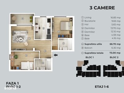 Apartament 3 camere,Berceni-Metrou