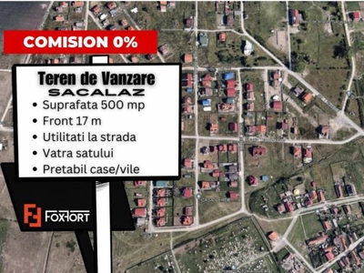 COMISION 0% -Teren intravilan de vanzare, Sacalaz - Utilitati la strada