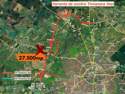 Teren extravilan 27.500 mp de vanzare in Timisoara-Zona Exterior Vest Mehala