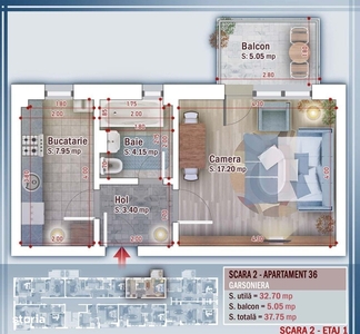 Bloc nou, prima inchiriere, apartament cu 2 camere, mobilat, 380€/Luna