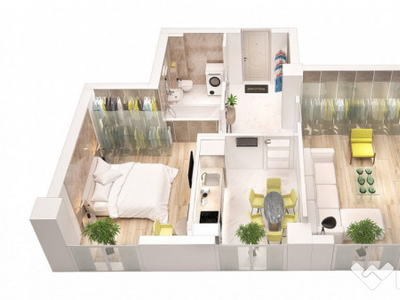 Apartament nou cu 2 camere decomandate, Frumoasa, 52 mp, Sco