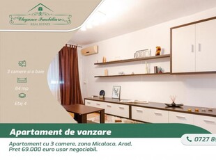 Apartament 3 camere cu centrala proprie, zona Micalaca, Arad, Pret: 79.000