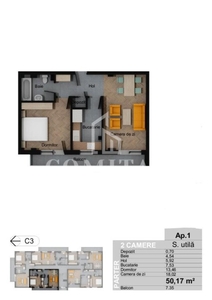 Apartament 2 camere | 50mp | Zona Sesul de sus