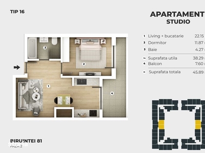 Apartament 2 camere open space Metrou Berceni