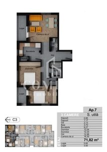 Apartament 3 camere | 72mp | Zona Sesul de sus