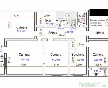 Apartament 4 camere decomandat| Et.3 | 83mp | Parcare | Parc