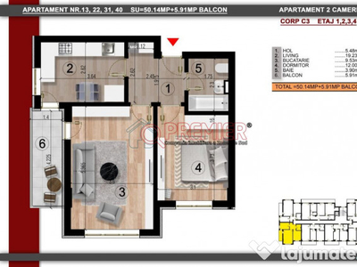 10 minute Metrou Berceni - 2 camere decomandat - 61926 Euro