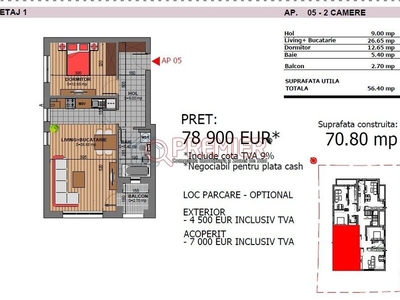 Apartament 2 camere Aparatorii Patriei, incalzire prin pardoseala