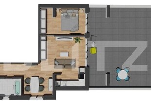 Apartament 2 camere, 54 mp, terasa generoasa, etaj intermediar, zona Vivo Mall