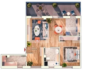 Apartament 2 camere, 61 mp, 15 mp balcon, parcare subterana