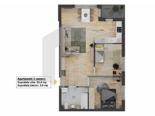 Apartament 3 Camere | La cheie | Doamna stanca | Etaj intermediar