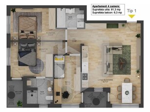 Apartament 4 Camere | La cheie | Doamna stanca | Etaj intermediar