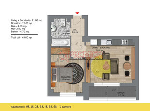 Deco Residence - Bloc 8 - garsoniera dubla - 5 min Metrou