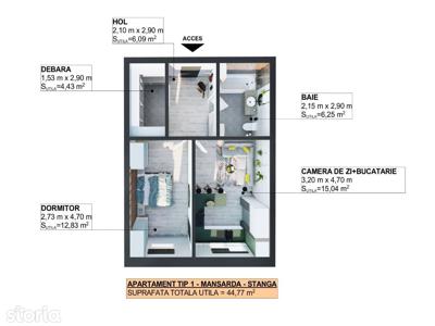 Apartament 2 camere in Apahida