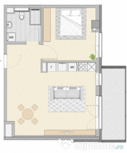 Apartament de 2 camere, 52 mp, Zona garii