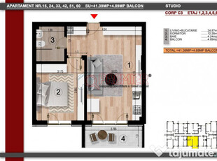 10 minute Metrou Berceni - 2 camere Open Space - 57798 Euro