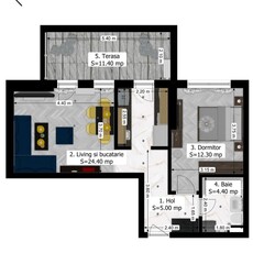 Pacurari , apartament 3 camere, 66mp- 122k, utilat si mobilat