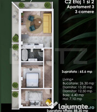 Apartament 3 camere, 67 mp+ 2 2balcon, Copou