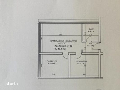 Apartament 3 camere 53 mp utili, Teilor