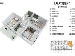 Apartament 3 camere Metrou Leonida sau Berceni