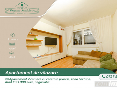 Apartament 2 camere cu centrala proprie, zona Fortuna, Arad