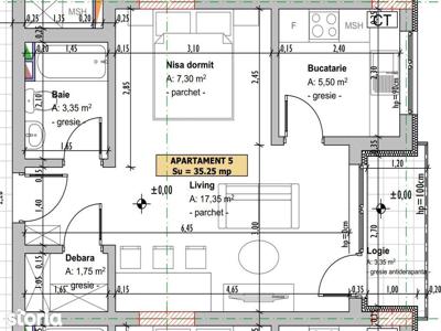 Apartament cu o camera +nisa de dormit, 35,25 mp, semifinisat, zona Vi