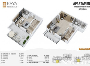 Penthouse 2 camere 100mp, zona centrală Bistrița - KAYA Residence