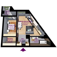 Apartament modern cu 2 camere + balcon