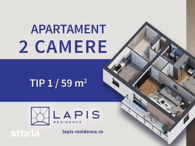Apartament 2 camere - 58 mp - Dezvoltator - LAPIS Residence , Galata
