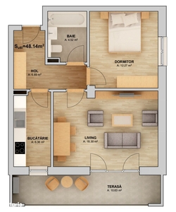 Apartament 2 camere decomandat Orhideea Exclusive Living - finisat