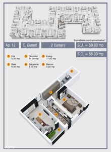 Apartament 2 camere spatios 59 mp, Militari Pollux Residence Credit