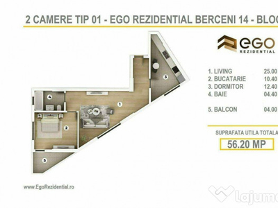 ULTIMELE Ap 2 Camere EGO 14 - Metrou Berceni (Tip 01)