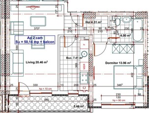 Apartament de 3 camere , 89 mp, terasa 58,7+44.9 mp, zona VIVO