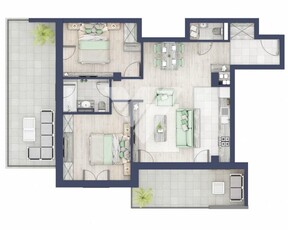 Apartament 3 camere Priveliste superba Cartier privat