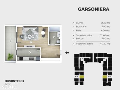 Garsoniera decomandata in bloc nou, metrou Berceni