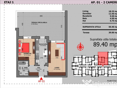 Apartament 2 Camere Cu Terasa Sector 4 Grand Arena 89.4Mp